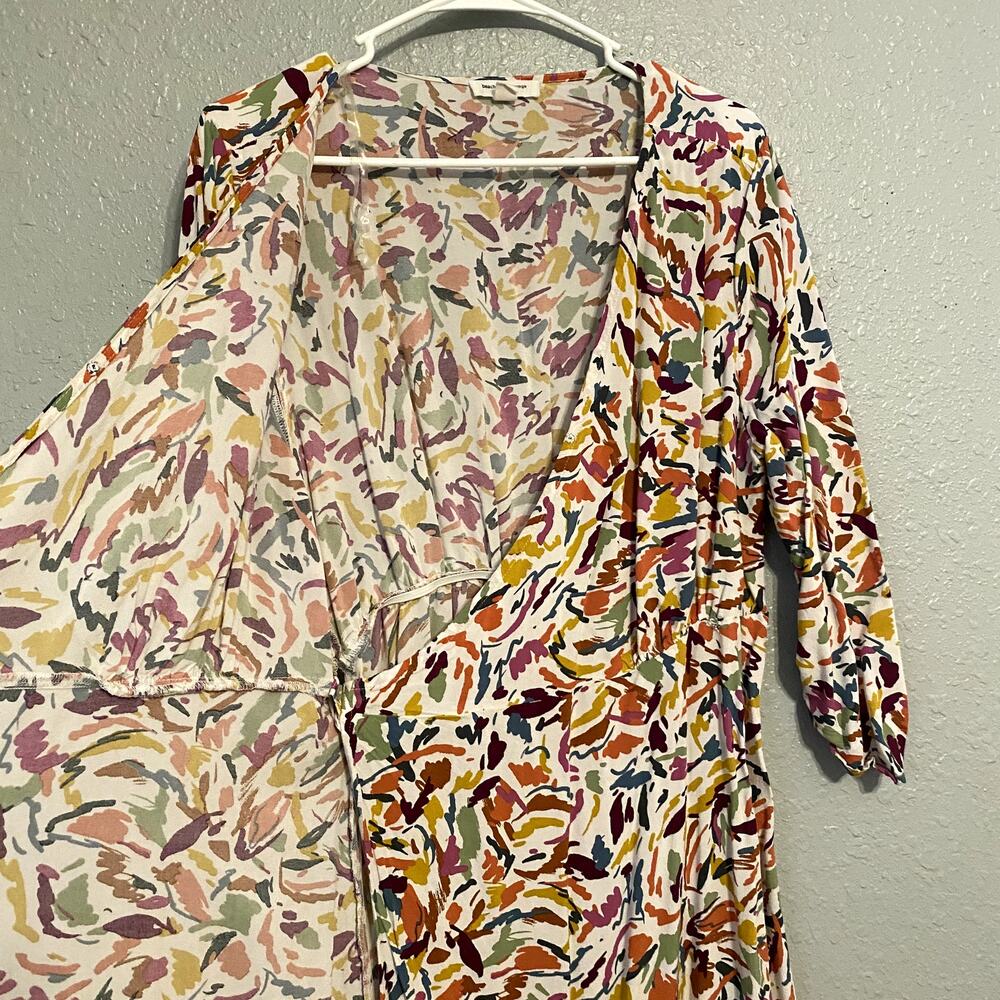 Beach Lunch Lounge Womens Large Dress Wrap Summer Tie Long Abstract Boho - Picture 5 of 13